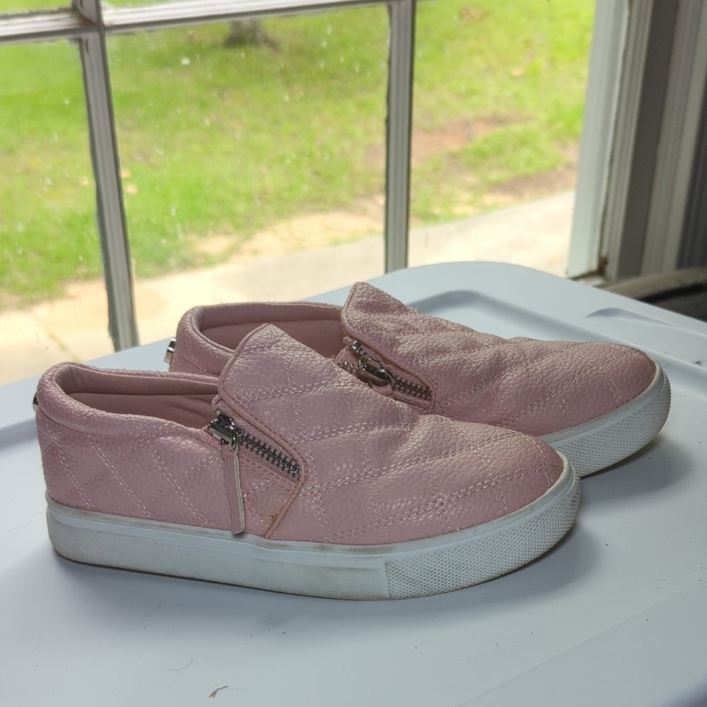 Steve Madden Glamm Slip-on Sneakers Pink Faux Leather Girls Size 2